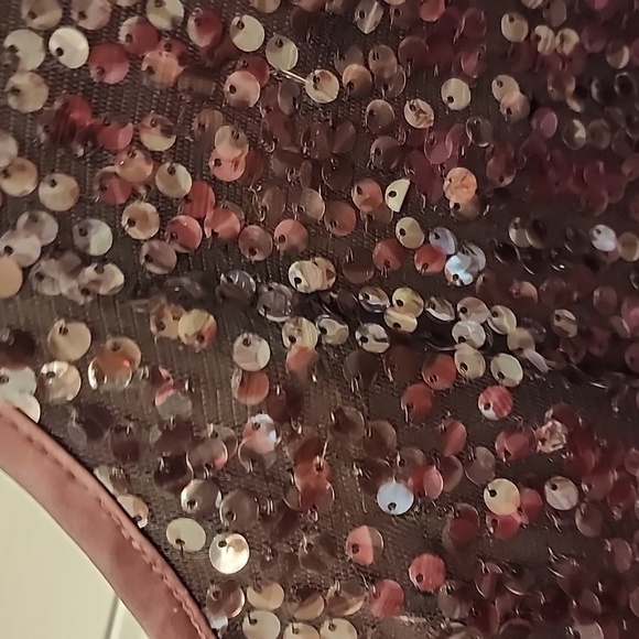 Chico's Sequined Top 3 XL Dark Brown Paillette Sequin Satin Going Out Party - Picture 3 of 9